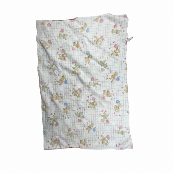 Vintage Dundee Baby Receiving Blanket Teddy Bear Grid Print 39x26 USA Cotton - Picture 2 of 11